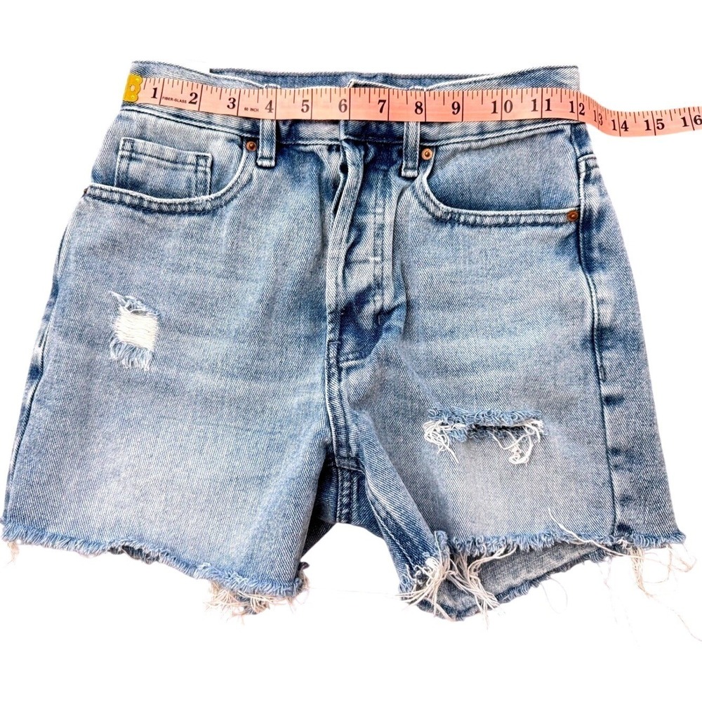 PacSun 90s Girlfriend High Waisted Distressed Size S Denim Shorts Light Wash S - Picture 5 of 13